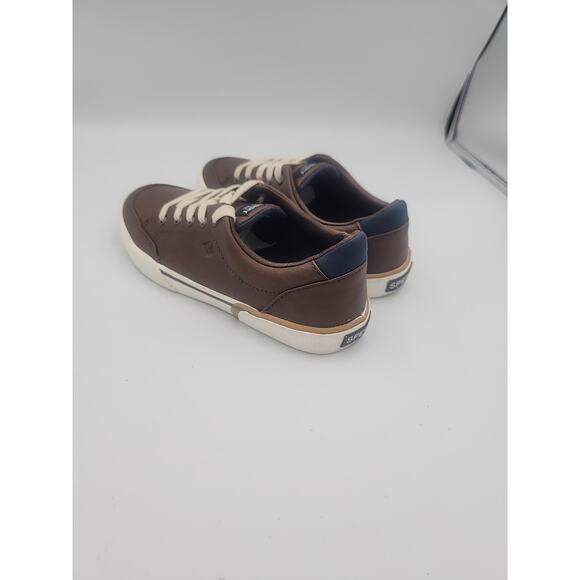 Boy's Sperry Faux Leather‎ Harbor Tide Brown Sneakers Shoes Size 2M - Picture 2 of 7